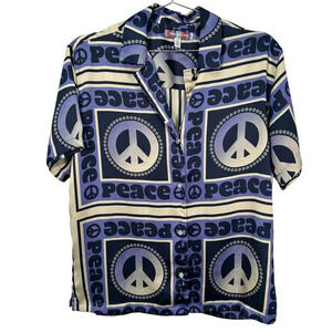 Urban Outfitters Peace‎ Sign Bowling Button Down Large